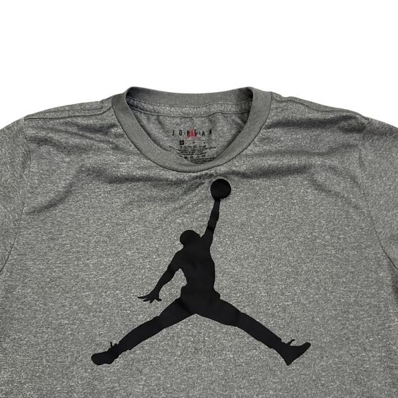 Air Jordan Gray Dri Fit Shirt Black Jordan Logo Size Youth Medium (10/12) - Picture 2 of 2